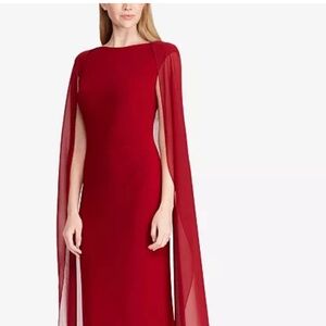 Lauren by Ralph Lauren georgette-cape gown